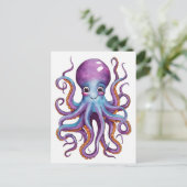 Schattigee jam roze en blauwe octopus briefkaart (Staand voorkant)