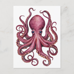 Schattigee jam roze octopus briefkaart