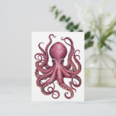 Schattigee jam roze octopus briefkaart (Staand voorkant)