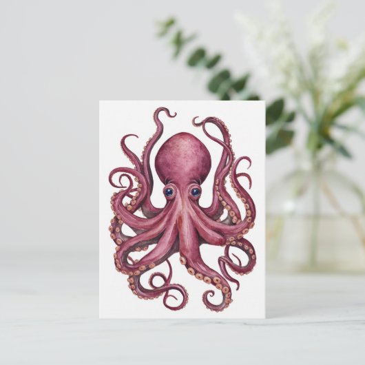 Schattigee jam roze octopus briefkaart (Staand voorkant)