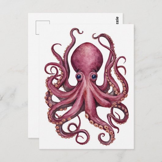 Schattigee jam roze octopus briefkaart (Voorkant / Achterkant)