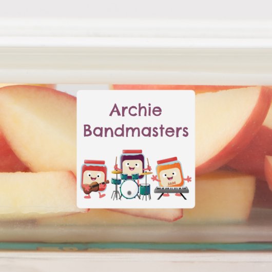 Schattigee jam sessie cartoon muzikant gepersonali labels (Aangebracht)