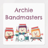 Schattigee jam sessie cartoon muzikant gepersonali labels (Design 1)