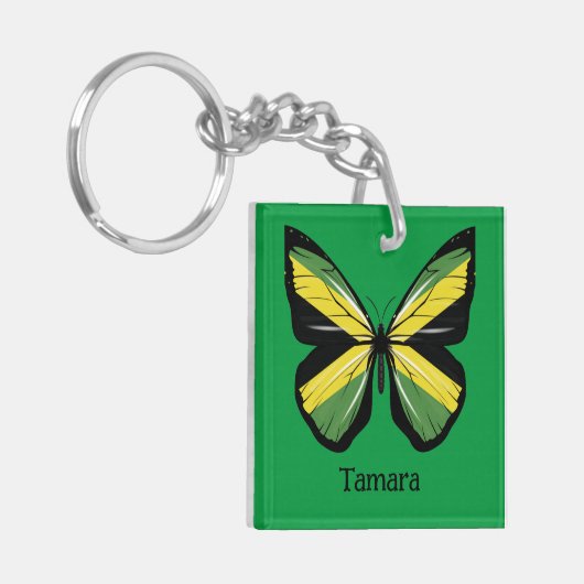 Schattigee Jamaica Butterfly  naam Sleutelhanger (Voorkant Links)