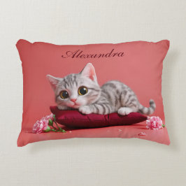 Schattigee Januari Kat met Anjers Accent Kussen