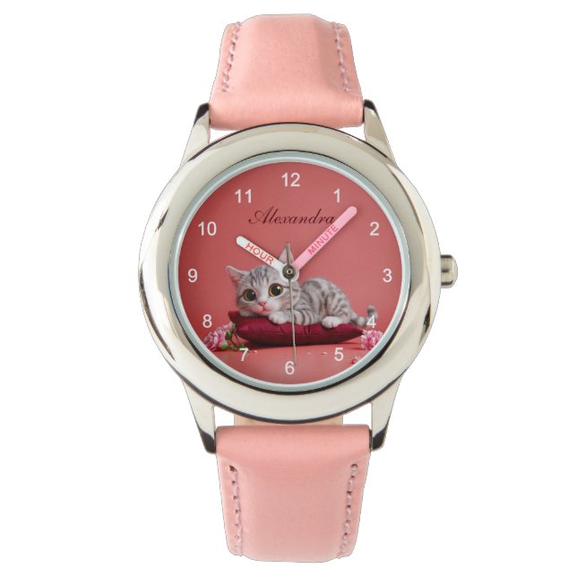 Schattigee Januari Kat met Anjers Horloge (Voorkant)