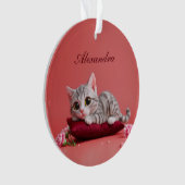 Schattigee Januari Kat met Anjers Ornament (voorkant)