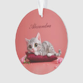 Schattigee Januari Kat met Anjers Ornament (voorkant)