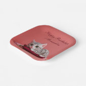 Schattigee Januari Kat met Anjers Papieren Bordje (Gebogen)