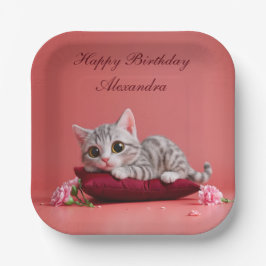 Schattigee Januari Kat met Anjers Papieren Bordje