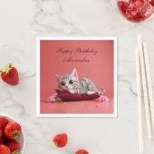 Schattigee Januari Kat met Anjers Servet (Insitu)