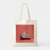 Schattigee Januari Kat met Anjers Tote Bag (Achterkant)