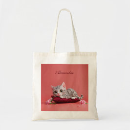 Schattigee Januari Kat met Anjers Tote Bag
