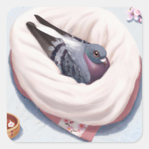 Schattigee japans sakura duif Sticker