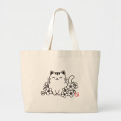 Schattigee japanse kat en sakura met "neko" stempe grote tote bag (Voorkant)