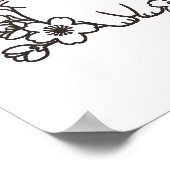 Schattigee japanse kat en sakura met "neko" stempe poster (Hoek)