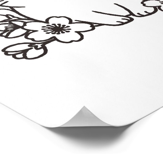 Schattigee japanse kat en sakura met "neko" stempe poster (Hoek)