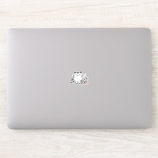 Schattigee japanse kat en sakura met "neko" stempe sticker (Computer)