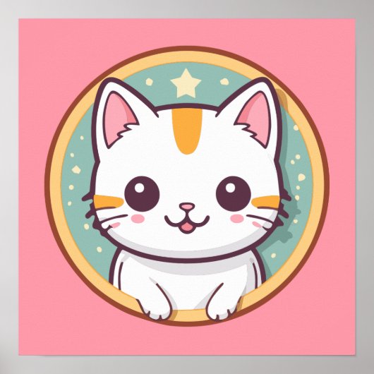 Schattigee japanse kat kawaii kitten poster (Voorkant)