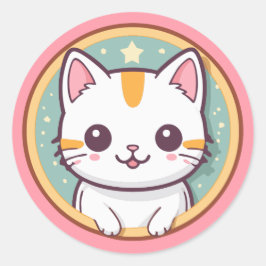 Schattigee japanse kat kawaii kitten ronde sticker