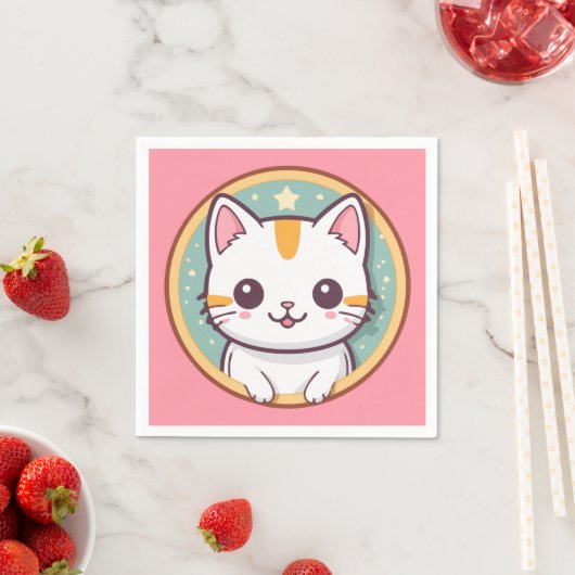 Schattigee japanse kat kawaii kitten servet (Insitu)