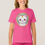 Schattigee japanse kat kawaii kitten t-shirt (Voorkant)