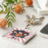 Schattigee Japanse Kokeshi-poppen Sleutelhanger (Zijkant)