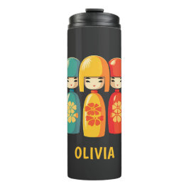 Schattigee Japanse Kokeshi-poppen Thermosbeker