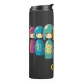 Schattigee Japanse Kokeshi-poppen Thermosbeker (Gedraaid links)