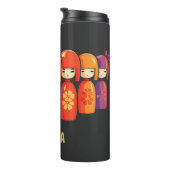 Schattigee Japanse Kokeshi-poppen Thermosbeker (Geroteerd rechts)