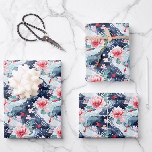 Schattigee japanse patroontegelpartij inpakpapier vel (Voorkant)