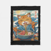 Schattigee Japanse Ramen Cat The Great Wave Fleece Deken (Voorkant)