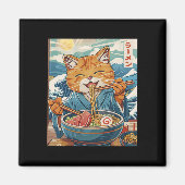 Schattigee Japanse Ramen Cat The Great Wave Magneet (Voorkant)