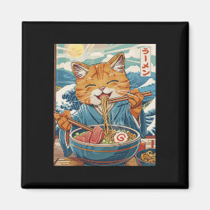 Schattigee Japanse Ramen Cat The Great Wave Magneet