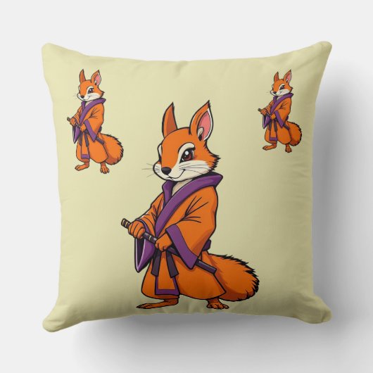 Schattigee japanse samoerai-eekhoorn kussen (Achterkant)