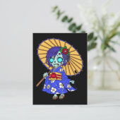 Schattigee Japanse zombie Briefkaart (Staand voorkant)