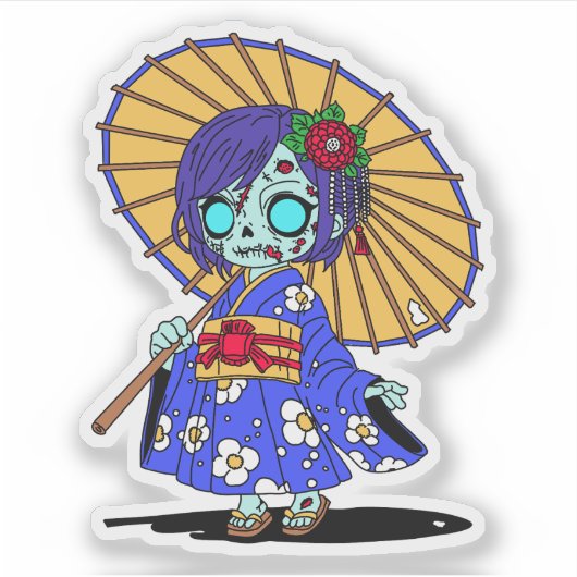 Schattigee Japanse zombie Sticker (Voorkant)