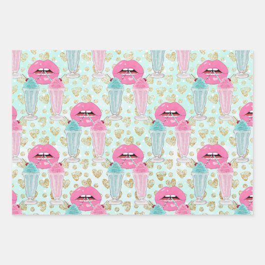 Schattigee jaren '50, Retropatroon Inpakpapier Vel (Voorkant)