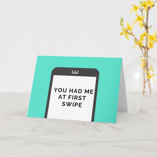 Schattigee "Je had me op het eerste swipe" Jubileu Kaart (Gele Bloem)