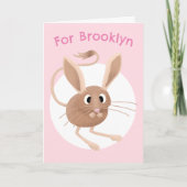 Schattigee jerboa cartoon verjaardag gepersonalise kaart (Voorkant)