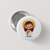 Schattigee Jezus Christus illustratie Ronde Button 3,2 Cm (Voorkant /achterkant)