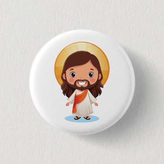 Schattigee Jezus Christus illustratie Ronde Button 3,2 Cm (Voorkant)