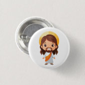 Schattigee Jezus Christus illustratie Ronde Button 3,2 Cm (Voorkant /achterkant)
