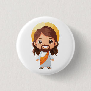Schattigee Jezus Christus illustratie Ronde Button 3,2 Cm