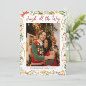 Schattigee Jingle Christmas Greenery Pattern 1 Fot Feestdagenkaart (Staand voorkant)