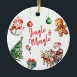 Schattigee Jingle en Mingle Christmas Keramisch Ornament<br><div class="desc">Schattige Jingle en Mingle Kerst Keramisch Ornament</div>