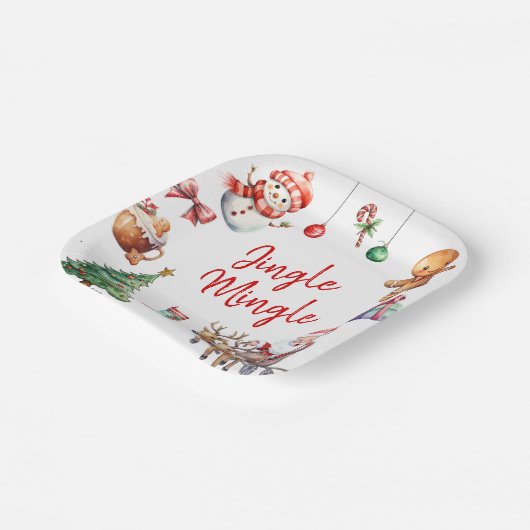 Schattigee Jingle en Mingle Christmas Papieren Bordje (Gebogen)