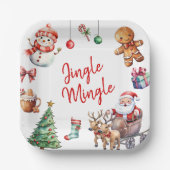 Schattigee Jingle en Mingle Christmas Papieren Bordje (Voorkant)
