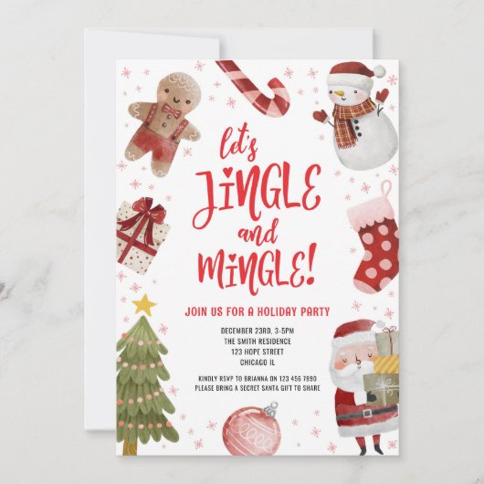 Schattigee Jingle en Mingle Red Christmas Holiday  Kaart (Voorkant)