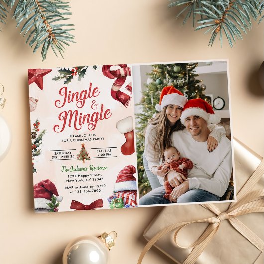 Schattigee Jingle & Mingle Kerstfeest Foto Kaart